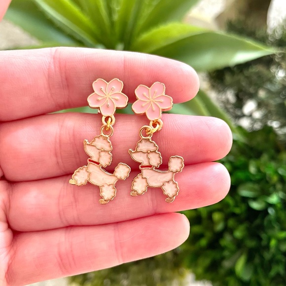 Floral Dog Dangle Earrings - Picture 2 of 4